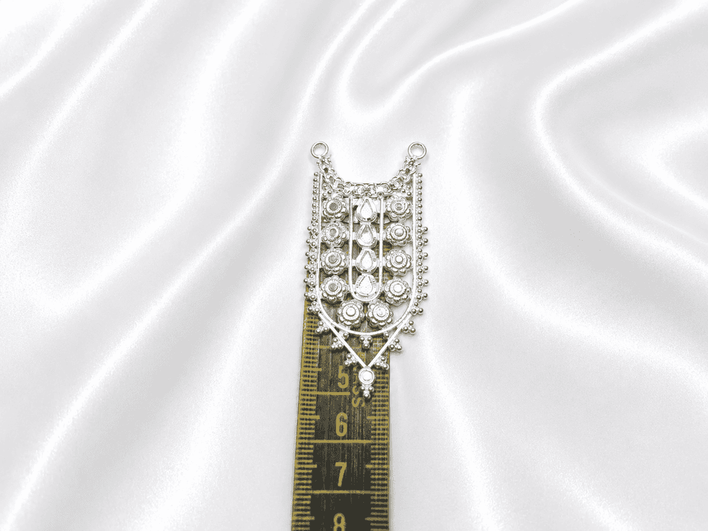 Gahenaz Silver Fancy Siring Necklace/ Bukpata / Kavasam for Idol view 4