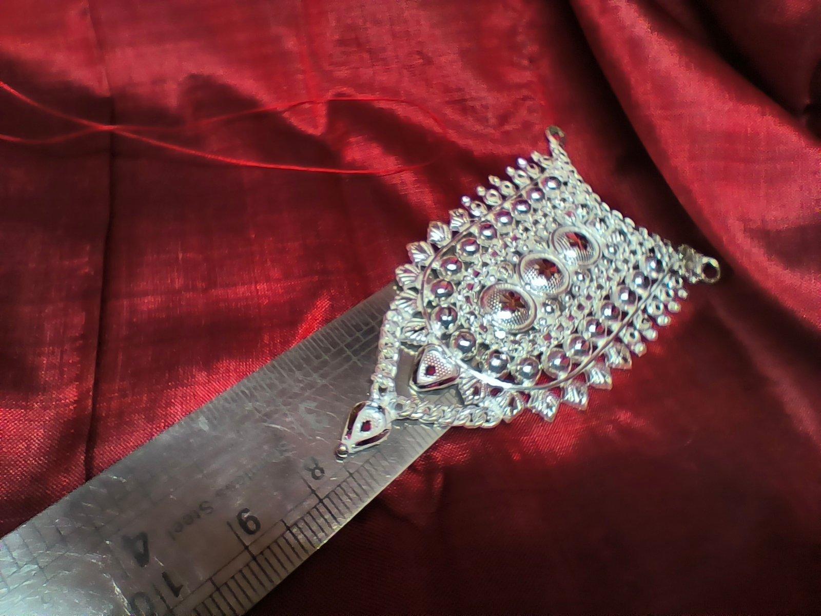 Gahenaz Silver Fancy Siring Necklace/ Bukpata / Kavasam for Idol view 3