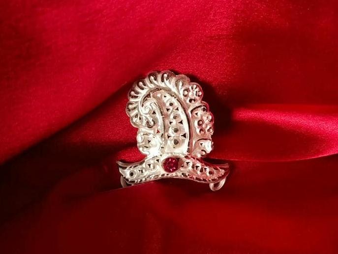 Gahenaz Silver 2-inch Traditional Silver Mukut/Crown for 3-4size Deity/Idol / Dev-Devi view 10