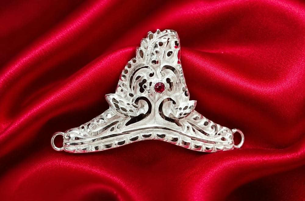 Gahenaz Silver 2-inch Traditional Silver Mukut/Crown for 3-4size Deity/Idol / Dev-Devi view 5