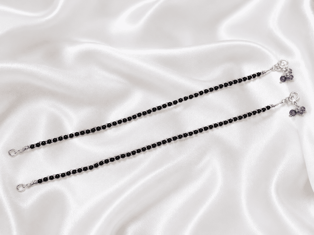 Black Beads Anklet /Payel