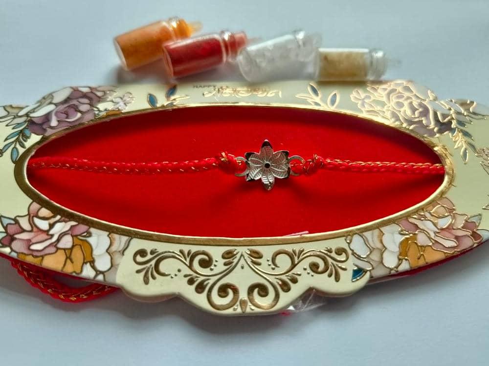 Gahenaz Silver Rakhi Sunflower view 2