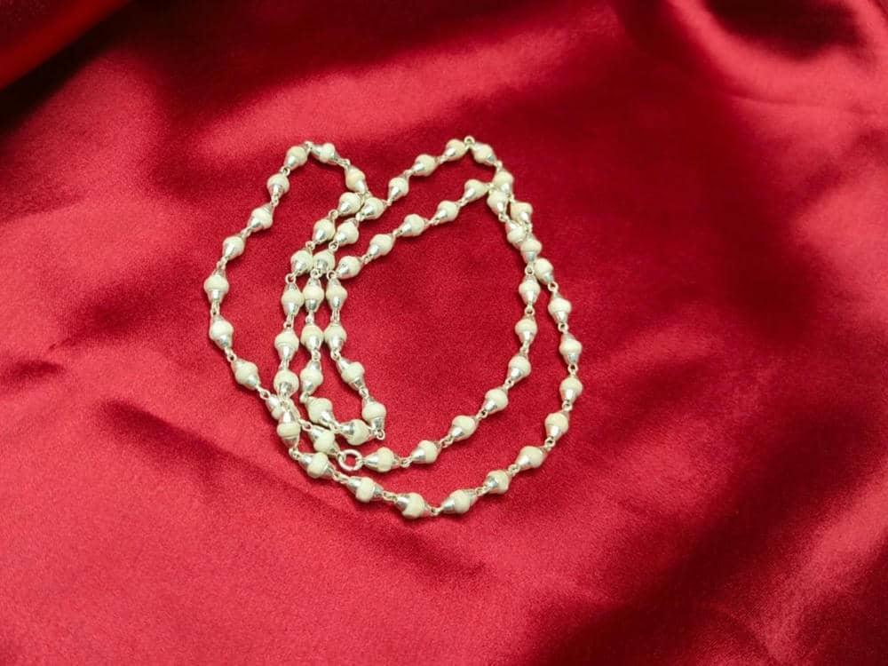 Tulsi Mala Necklace with original Small Beads and silver cap view 2