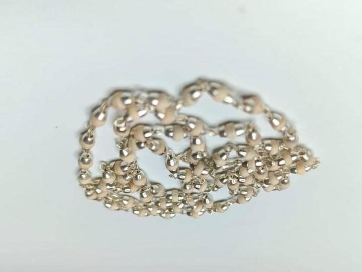 Tulsi Mala Necklace with original Small Beads and silver cap view 3