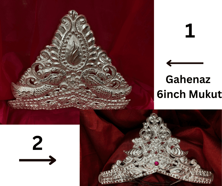 6-inch Traditional Silver Mukut/Crown for Deity/Idol / Dev-Devi view 4