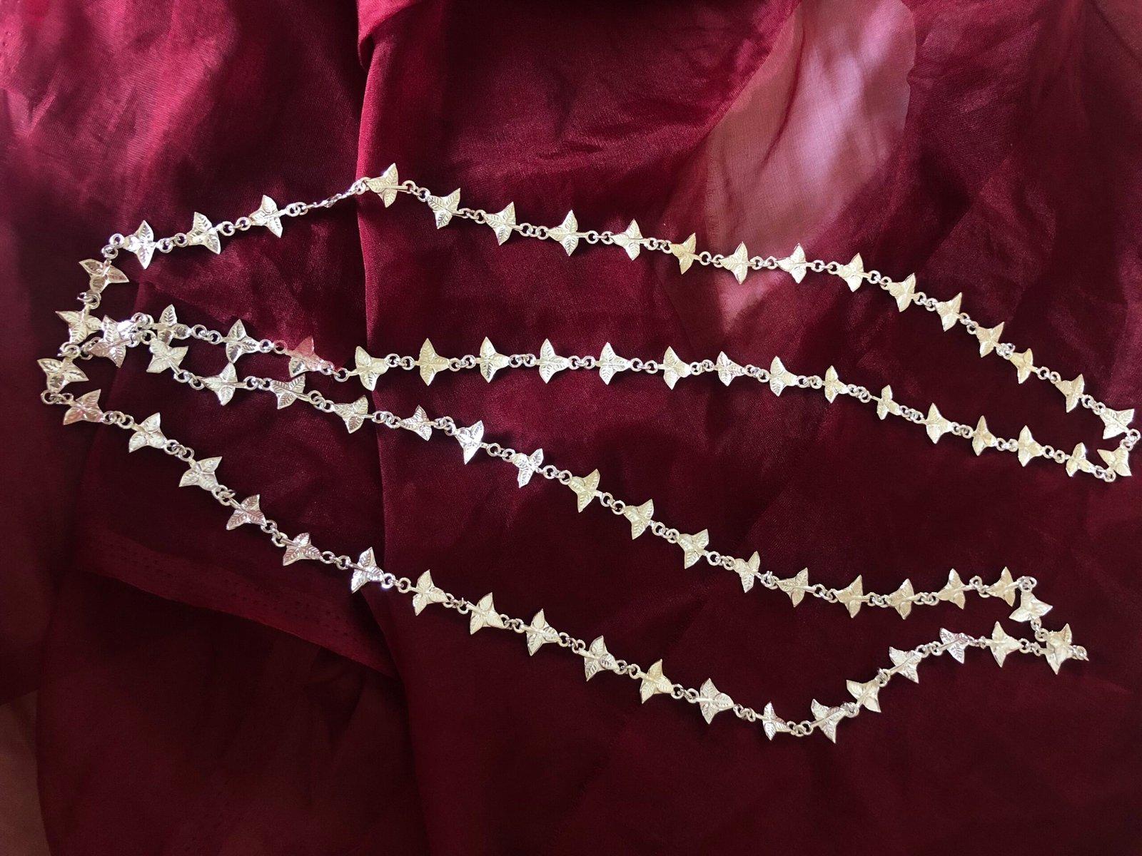 Adjustable Pure Silver Bel patra / Belpata / Bilva Leaves / Pathram Leaves Garland/Mala for Shiva Puja view 6